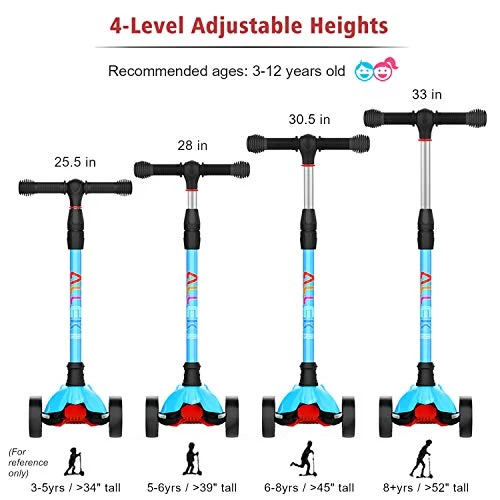 Kick Scooter with Light-Up Wheels and Adjustable Heights — Electric Scooter, Allek