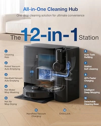 Robot Vacuum and Mop, All-in-One Cleaning Hub — Robot Vacuum, ECOVACS