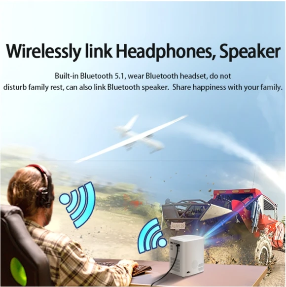 4K Android TV Home Theater Portable LED Projector — Smart Projector, AUN