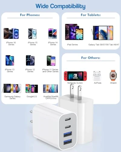 40W Fast Charging Block, 2-Pack with 4 Ports — Power Bank, Dazana