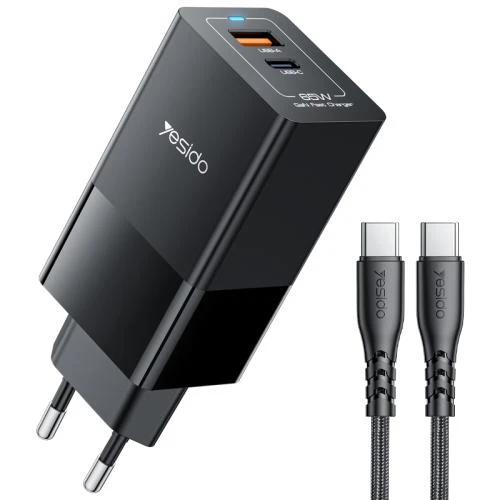65W USB and USB-C Dual Port GaN Fast Charger Set, Yesido