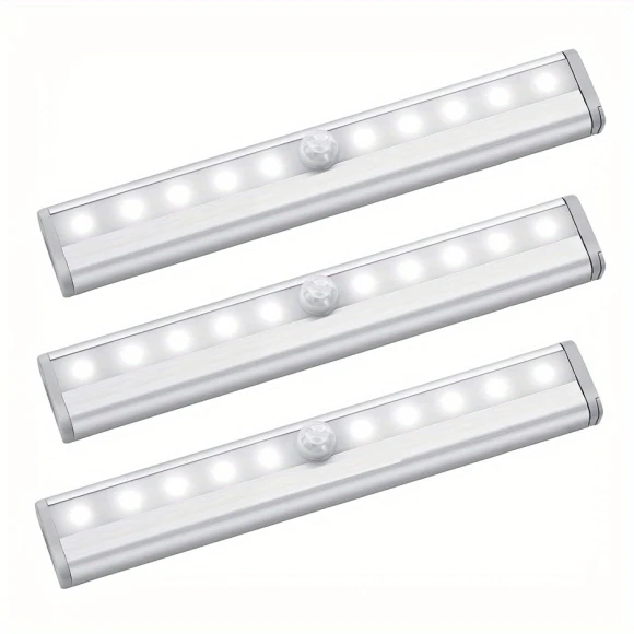 3pcs Under Cabinet Lights, 10 LED Battery Operated Wireless Motion Sensor Light Indoor