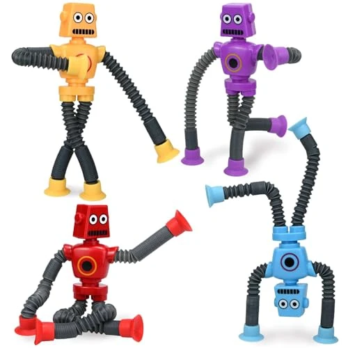 Telescopic Suction Cup Robots Autism Pop Tubes Sensory Fidget Toy, COLEGRY