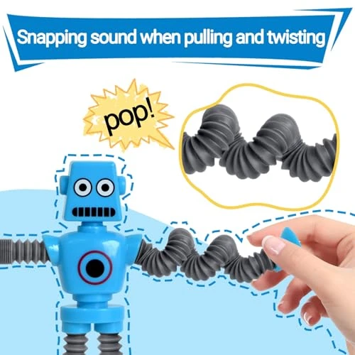 Telescopic Suction Cup Robots Autism Pop Tubes Sensory Fidget Toy, COLEGRY