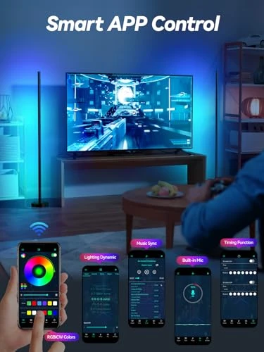 LED Corner Floor Lamp with App and Remote Control — LED Strip Lights, BrilliLux