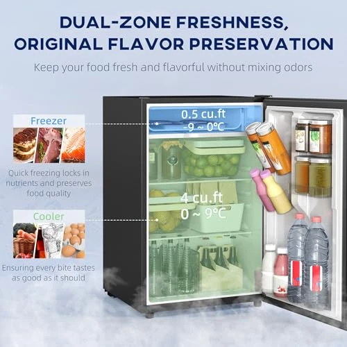 Mini Fridge with Freezer — Smart Refrigerator, HOMCOM
