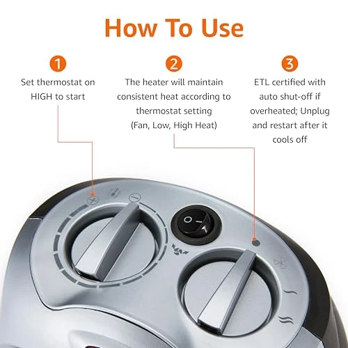 Oscillating Ceramic Space Heater, Amazon Basics