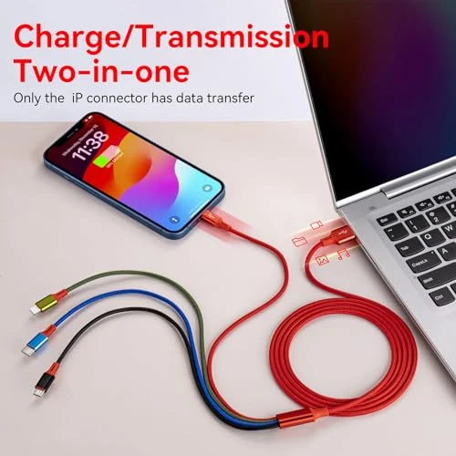 Multi USB Charging Cable 4A, 4-in-1 Braided Charging Cord, Minlu