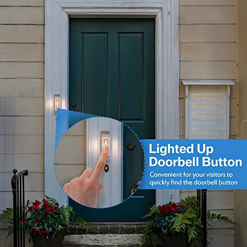Heavy Duty Metal Door Bell Button with Warm LED Light, Enhon