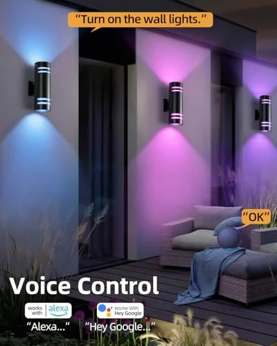 Smart Dusk to Dawn Outdoor Lighting RGB Color Changing Porch Lights, KIZON