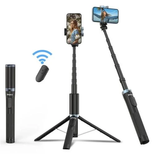 360 Degree Rotating Phone Clip Retractable Selfie Stick Tripod, Jmary