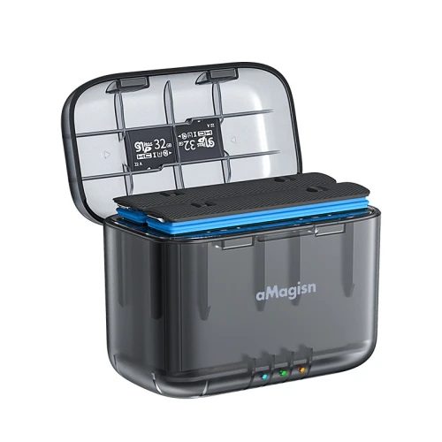 Dual Battery Charging Box with Storage Compartment, aMagisn