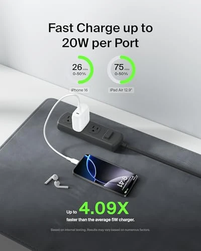 Dual Port USB-C Wall Charger — Power Bank, Belkin