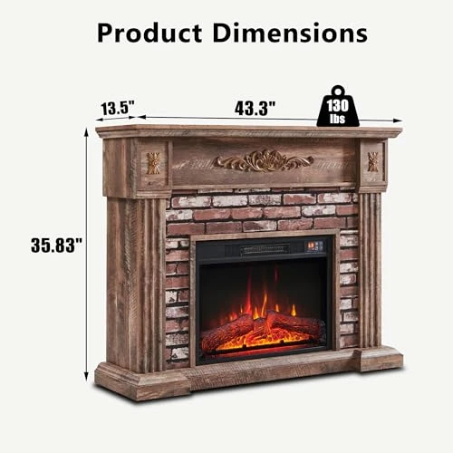 Electric Fireplace with Mantel, Aitjunz