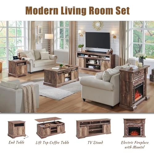 Electric Fireplace with Mantel, Aitjunz