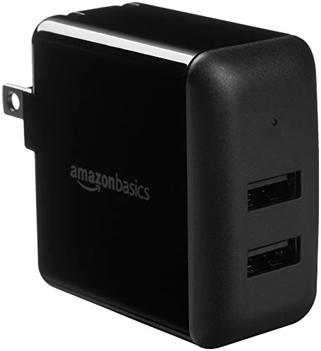 Two-Port USB-A Wall Charger, Amazon Basics