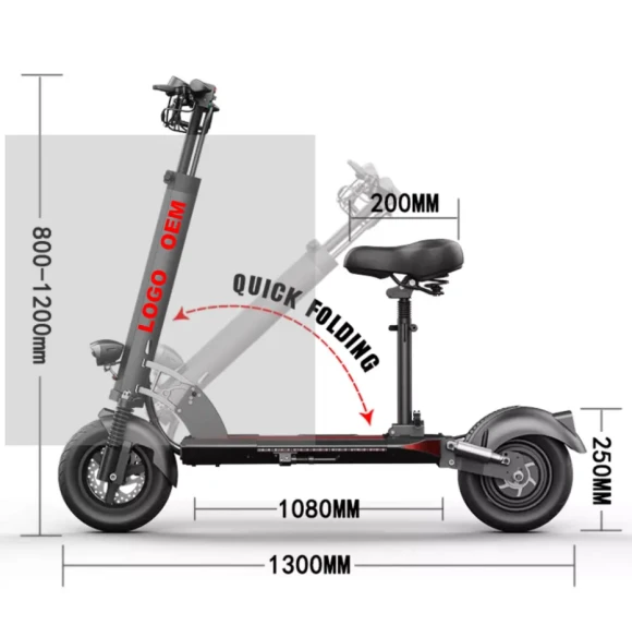 10 inch off-road adult foldable electric scooter with seat — Electric Scooter