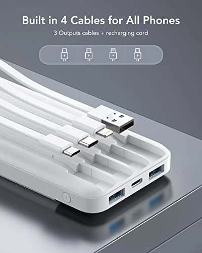 Portable Charger with Built-in Cables — Power Bank, Charmast