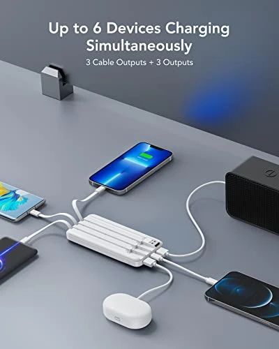 Portable Charger with Built-in Cables — Power Bank, Charmast