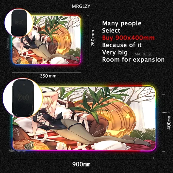 RGB Computer Waterproof Large Mouse Pad with Wireless Phone Charger