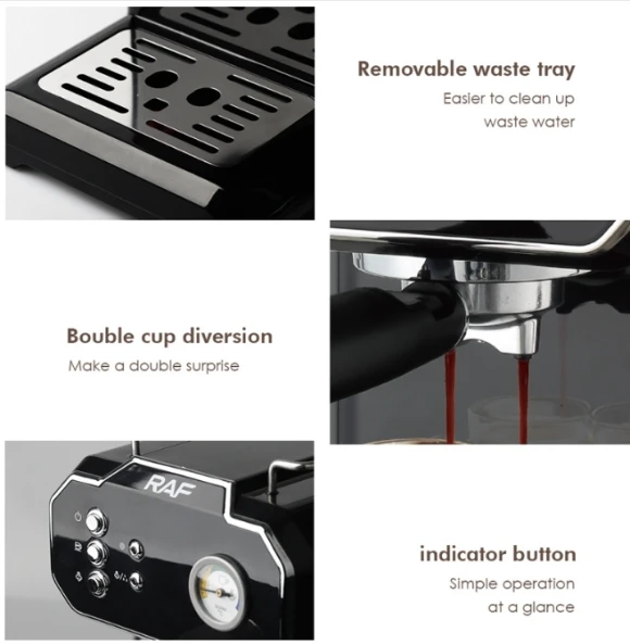 Home Small Semi Automatic High Pressure Steam Milk Foaming Coffee Machine — Coffee Maker, RAF