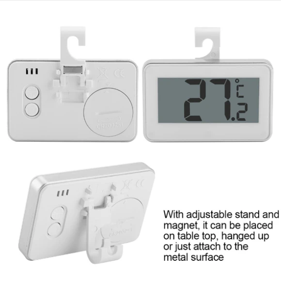 Large LCD Refrigerator Thermometer with Adjustable Stand