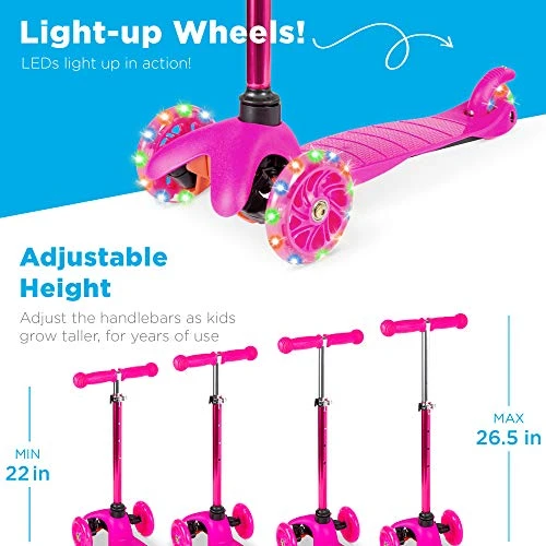 Kids Mini Kick Scooter with Light-Up Wheels, Best Choice Products