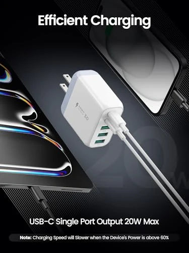 50W 5-Port USB Wall Charger — Power Bank, EIZLXQ