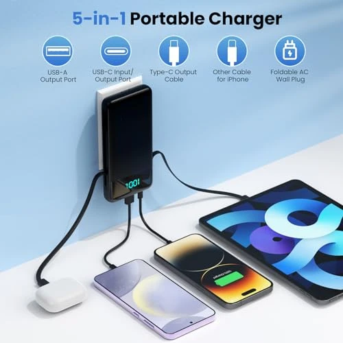 Portable Charger with Built-in Cables and Wall Plug — Power Bank, Dongguan Haoxun Electronic Technology Co., Ltd