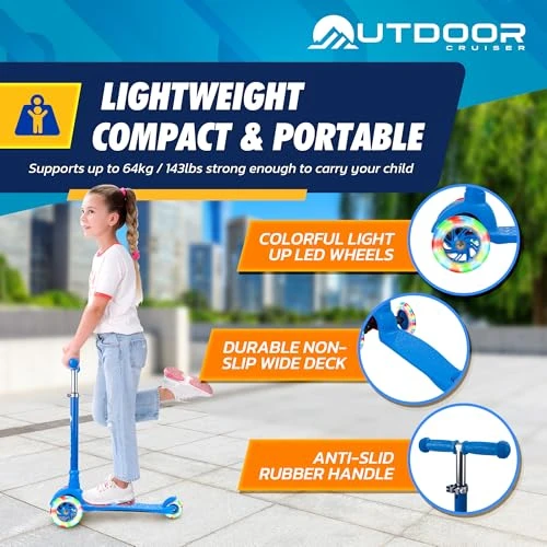 3-Wheel Kids Scooter with Lean-to-Steer Technology, OutdoorCruiser
