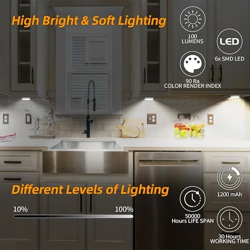 Rechargeable Puck Lights with Remote Control, MICLIONLED