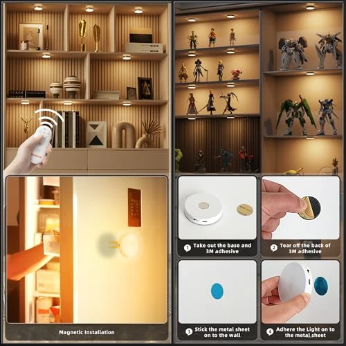 Rechargeable Puck Lights with Remote Control, MICLIONLED