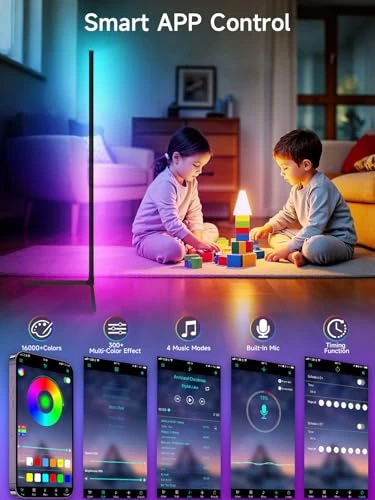 RGB LED Corner Floor Lamp with Music Sync — LED Strip Lights, Tyute