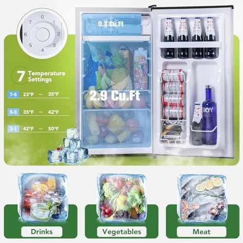 Small Fridge with Freezer, Reversible Door Compact Refrigerator — Smart Refrigerator, Tehanld