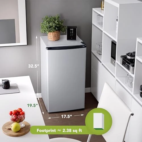 Small Fridge with Freezer, Reversible Door Compact Refrigerator — Smart Refrigerator, Tehanld
