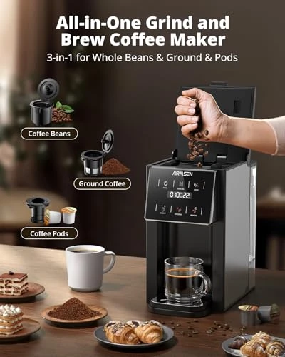 Grind & Brew Coffee Maker with Built-in Grinder — Coffee Maker, AIRMSEN