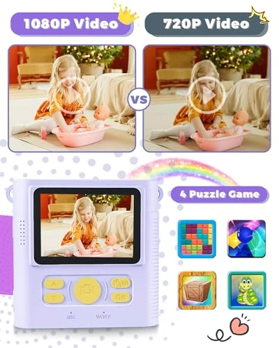Instant Print Digital Camera for Kids, FKATEEN