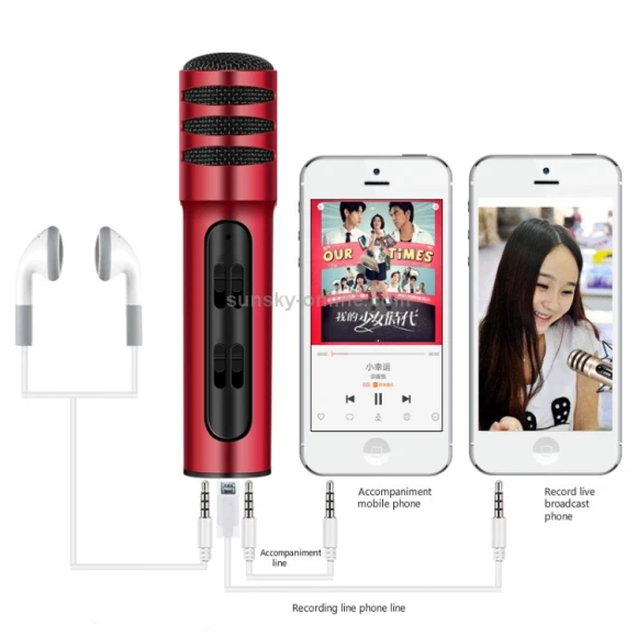 Condenser Microphone Dual Mobile Phone Karaoke Live Singing Microphone, BGN