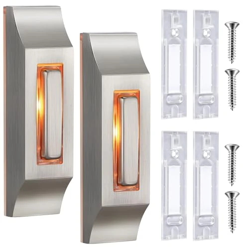 Metal Doorbell Push Button with Warm LED Light, Enhon