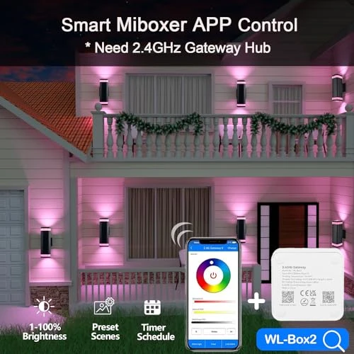 Smart Up and Down Lights Outdoor 2 Pack, wowlite