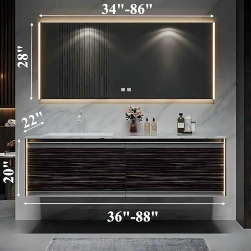 Single Sink Bathroom Vanity Cabinet with Smart Mirror, ZGNBSD