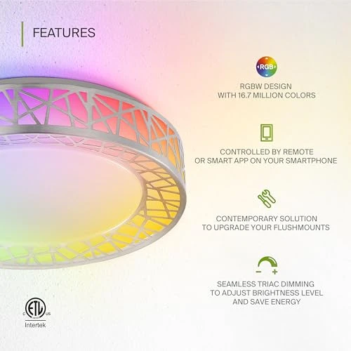 Smart RGBW Flush Mount Ceiling Light — Smart Light Bulb, ASD