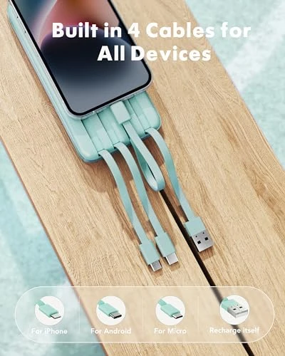 Portable Charger with Built-in Cables — Power Bank, Charmast