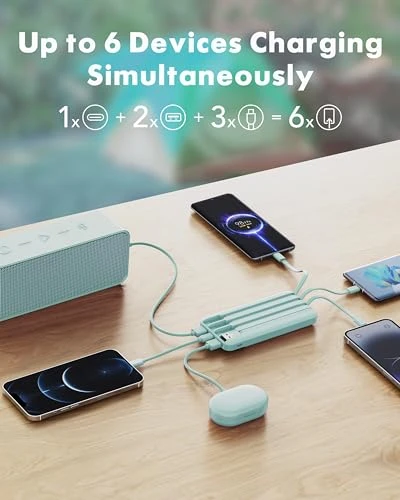 Portable Charger with Built-in Cables — Power Bank, Charmast