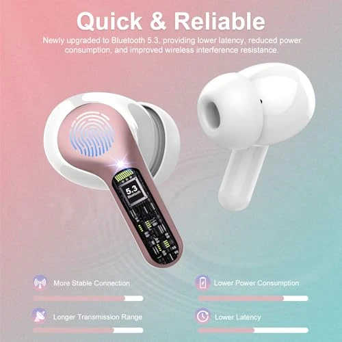 Wireless Earbuds with Noise Cancelling Mic and LED Display — Wireless Earbuds, BESNOOW