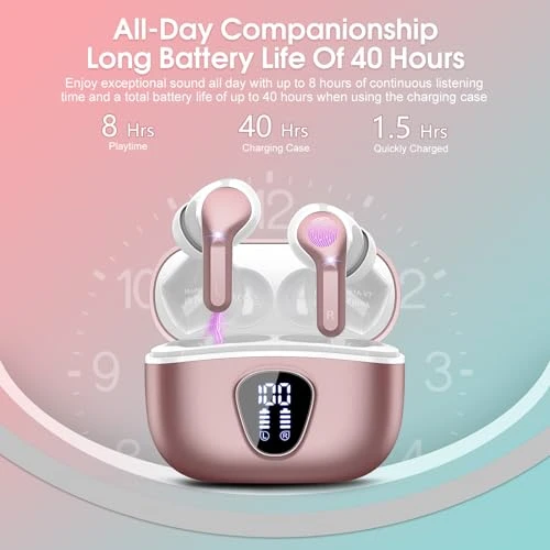 Wireless Earbuds with Noise Cancelling Mic and LED Display — Wireless Earbuds, BESNOOW