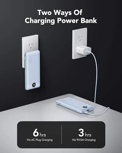 Portable Charger with Wall Plug and Cables — Power Bank, VRURC