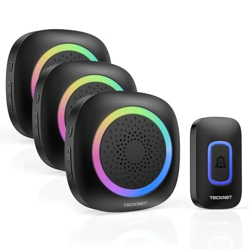 Wireless Doorbell with Portable Receivers and RGB Light — Video Doorbell, TECKNET