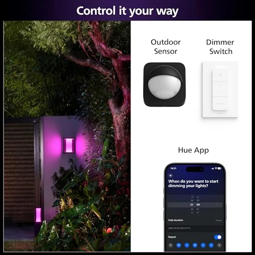 Impress Outdoor Wall Light Wide, Philips Hue