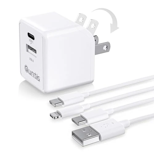 Foldable 15W Dual Port USB Wall Charger with 6FT Cable — Power Bank, Quntis